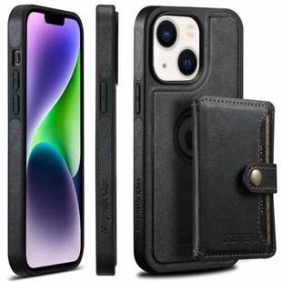 For iPhone 14 Plus Suteni M1 Oil Wax MagSafe Detachable Horizontal Card Bag Phone Case(Black)