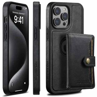For iPhone 12 Pro Suteni M1 Oil Wax MagSafe Detachable Horizontal Card Bag Phone Case(Black)