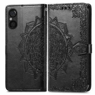 For Sony Xperia 5 V Mandala Flower Embossed Leather Phone Case(Black)