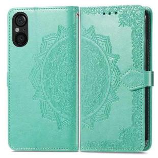 For Sony Xperia 5 V Mandala Flower Embossed Leather Phone Case(Green)