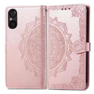 For Sony Xperia 5 V Mandala Flower Embossed Leather Phone Case(Rose Gold)