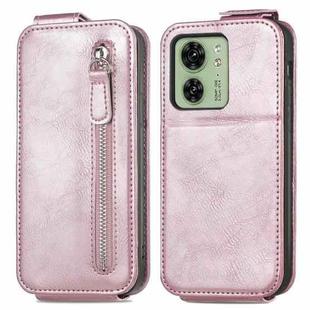 For Motorola Moto  Edge 40 Zipper Wallet Vertical Flip Leather Phone Case(Pink)