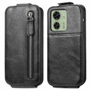 For Motorola Moto  Edge 40 Zipper Wallet Vertical Flip Leather Phone Case(Black)