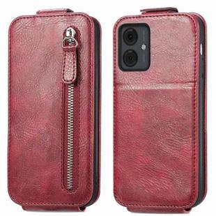 For Motorola Moto G14 4G Zipper Wallet Vertical Flip Leather Phone Case(Red)