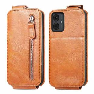 For Motorola Moto G14 4G Zipper Wallet Vertical Flip Leather Phone Case(Brown)