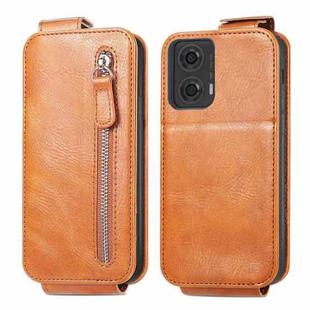 For Motorola Moto G24 Zipper Wallet Vertical Flip Leather Phone Case(Brown)