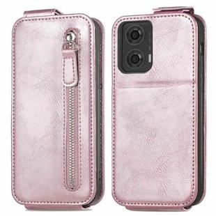 For Motorola Moto G34 5G Zipper Wallet Vertical Flip Leather Phone Case(Pink)