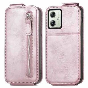 For Motorola Moto G54 Zipper Wallet Vertical Flip Leather Phone Case(Pink)