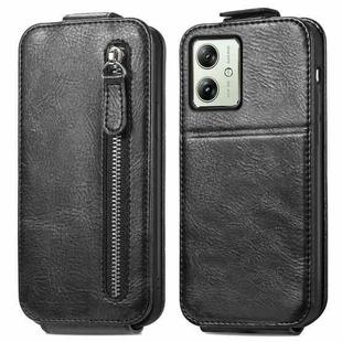 For Motorola Moto G54 Zipper Wallet Vertical Flip Leather Phone Case(Black)