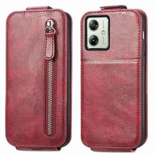 For Motorola Moto G54 Zipper Wallet Vertical Flip Leather Phone Case(Red)