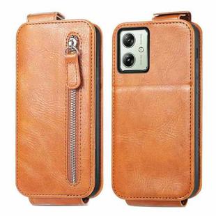 For Motorola Moto G54 Zipper Wallet Vertical Flip Leather Phone Case(Brown)