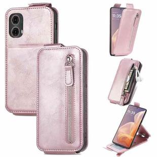 For Motorola Moto G85 Zipper Wallet Vertical Flip Leather Phone Case(Pink)