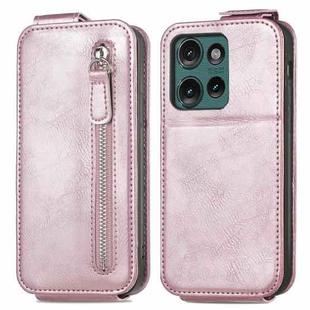 For Motorola Edge 2024 Zipper Wallet Vertical Flip Leather Phone Case(Pink)