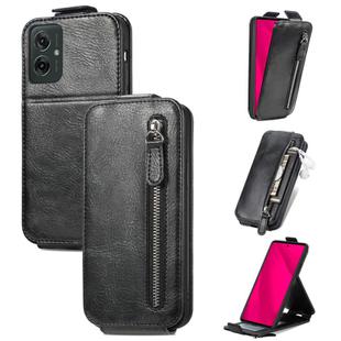 For Motorola Moto G55 Zipper Wallet Vertical Flip Leather Phone Case(Black)