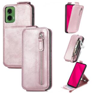 For Motorola Moto G35 Zipper Wallet Vertical Flip Leather Phone Case(Pink)