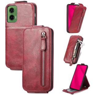 For Motorola Moto G35 Zipper Wallet Vertical Flip Leather Phone Case(Red)