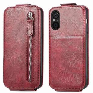 For Sony Xperia 5 V Zipper Wallet Vertical Flip Leather Phone Case(Red)