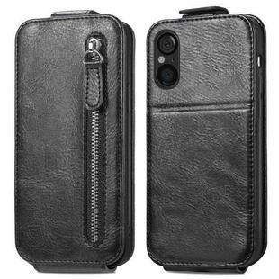 For Sony Xperia 5 V Zipper Wallet Vertical Flip Leather Phone Case(Black)