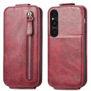 For Sony Xperia 1 V Zipper Wallet Vertical Flip Leather Phone Case(Red)
