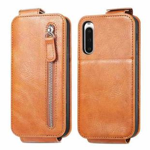 For Sony Xperia 10 V Zipper Wallet Vertical Flip Leather Phone Case(Brown)