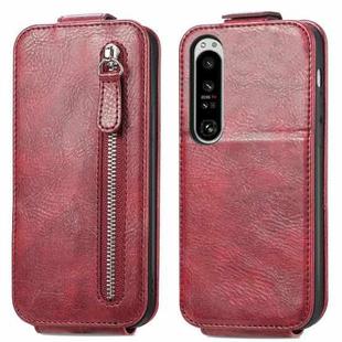 For Sony Xperia 1 IV Zipper Wallet Vertical Flip Leather Phone Case(Red)