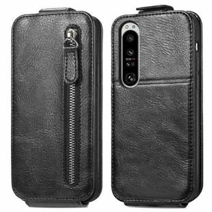 For Sony Xperia 1 IV Zipper Wallet Vertical Flip Leather Phone Case(Black)