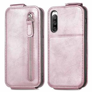 For Sony Xperia 10 IV Zipper Wallet Vertical Flip Leather Phone Case(Pink)