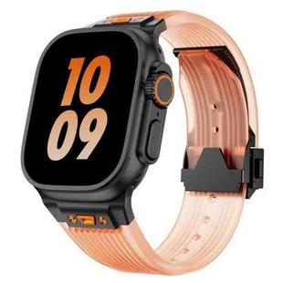 For Apple Watch SE 2023 44mm Transparent Silicone Watch Band(Black Transparent Orange)