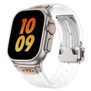 For Apple Watch Ultra 2 49mm Transparent Silicone Watch Band(Titanium Transparent Orange)