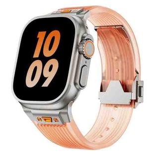 For Apple Watch Series 7 45mm Transparent Silicone Watch Band(Titanium Transparent Orange)