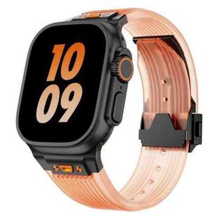 For Apple Watch SE 2022 44mm Transparent Silicone Watch Band(Black Transparent Orange)