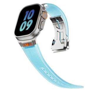 For Apple Watch SE 2022 44mm Transparent Silicone Watch Band(Titanium Transparent Blue)