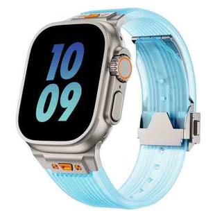 For  Apple Watch Series 4 44mm Transparent Silicone Watch Band(Titanium Transparent Blue)