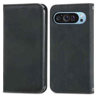 For Google Pixel 9 Pro XL Retro Skin Feel Magnetic Flip Leather Phone Case(Black)