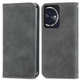 For Honor 100 Retro Skin Feel Magnetic Flip Leather Phone Case(Grey)