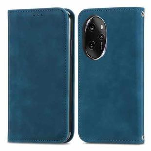 For Honor 100 Pro Retro Skin Feel Magnetic Flip Leather Phone Case(Blue)