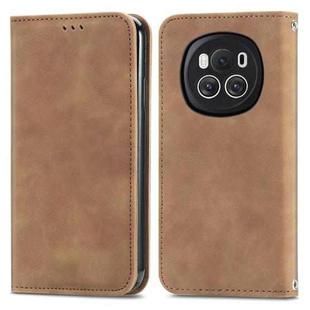 For Honor Magic6 Retro Skin Feel Magnetic Flip Leather Phone Case(Brown)