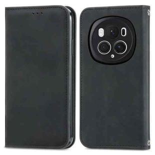For Honor Magic6 Pro Retro Skin Feel Magnetic Flip Leather Phone Case(Black)