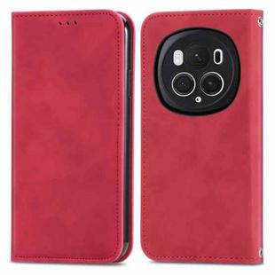 For Honor Magic6 Pro Retro Skin Feel Magnetic Flip Leather Phone Case(Red)