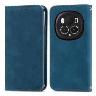 For Honor Magic6 Pro Retro Skin Feel Magnetic Flip Leather Phone Case(Blue)