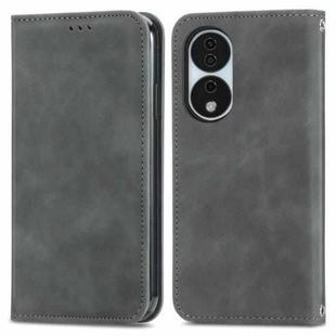 For Honor X7b Retro Skin Feel Magnetic Flip Leather Phone Case(Grey)