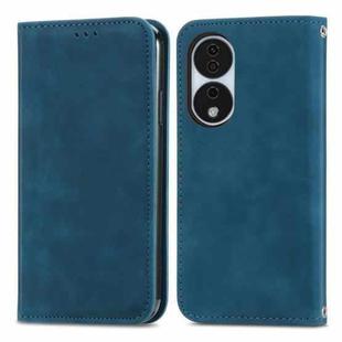 For Honor X7b Retro Skin Feel Magnetic Flip Leather Phone Case(Blue)