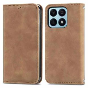 For Honor X8b Retro Skin Feel Magnetic Flip Leather Phone Case(Brown)