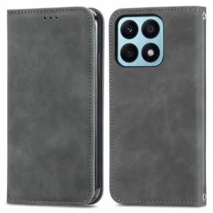For Honor X8b Retro Skin Feel Magnetic Flip Leather Phone Case(Grey)
