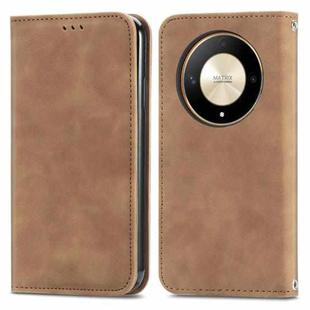 For Honor X9b Retro Skin Feel Magnetic Flip Leather Phone Case(Brown)