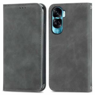 For Honor X50i Retro Skin Feel Magnetic Flip Leather Phone Case(Grey)