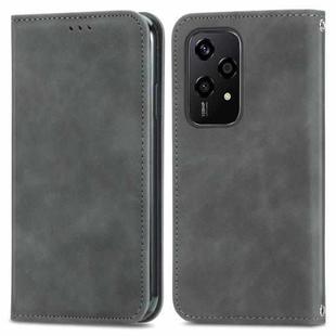 For Honor 200 Lite Global Retro Skin Feel Magnetic Flip Leather Phone Case(Grey)