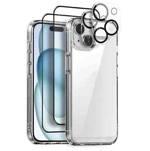 For iPhone 15 Plus NORTHJO 5 in 1 Clear Phone Case with 2pcs Screen Film + 2pcs Rear Lens Film