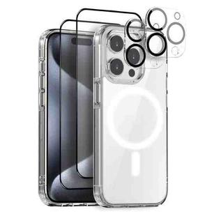 For iPhone 15 Pro Max NORTHJO 5 in 1 Magsafe Clear Phone Case with 2pcs Screen Film + 2pcs Rear Lens Film