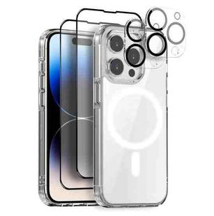 For iPhone 14 Pro NORTHJO 5 in 1 Magsafe Clear Phone Case with 2pcs Screen Film + 2pcs Rear Lens Film